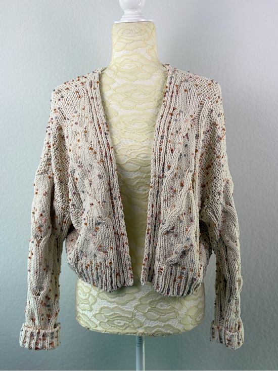 moon & madison Sweaters - Moon & Madison Open Front Cropped Chunky Knit Cardigan Confetti Speckled Small